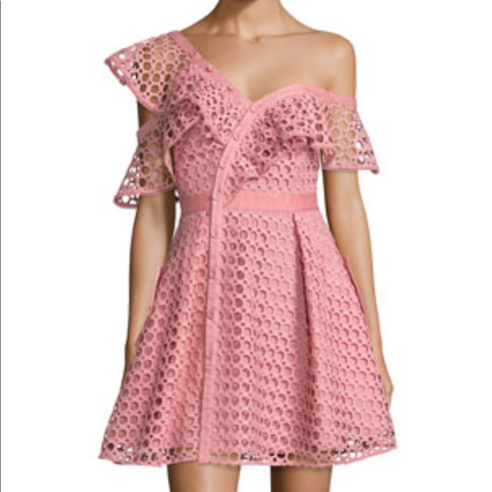 Self-Portrait Lace Frill Asymmetric Cold-Shoulder